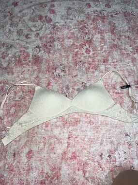 aerie Cream Lace Wireless Triangle Bra